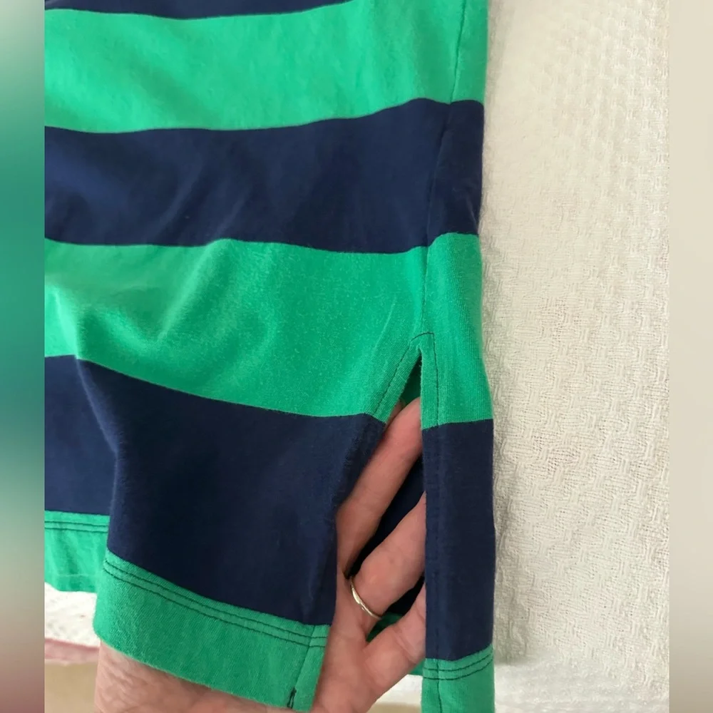 J. Crew, Stripe, Navy & Green, Cotton Maxi Dress Sz 7 Excellent Condition